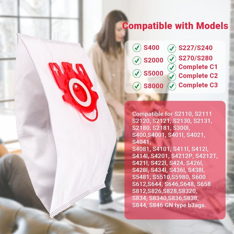 Hongfa Canister Vacuum Cleaner Bags for Miele Type FJM, 15 Packs AirClean 3D Efficiency Dust Bag Compatible with Miele Compact C2 Compact C1 S6000-S6999 S4000-S4999,S700 S500-S578 Vacuum Cleaner - Image 3